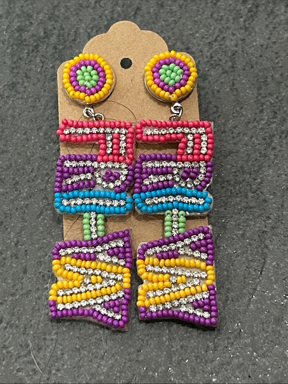 Colorful Beaded Statement Drop Earrings - Multicolor